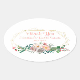 Elegant Coral Bridal Shower Square Sticker