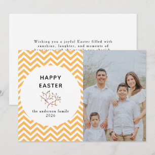Elegant Coral & Cream Pattern  Happy Easter Photo Holiday Card
