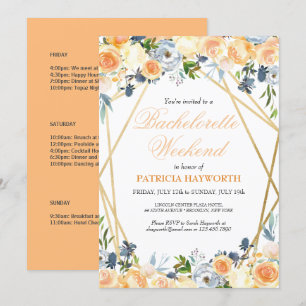 Elegant Coral Floral Bachelorette Weekend Invitation