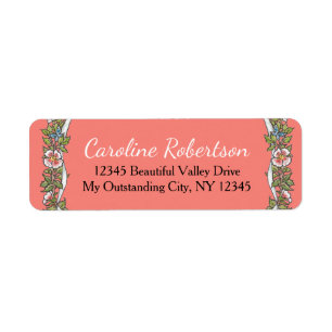 Elegant Coral Floral Foliage Bird Wedding Mailing