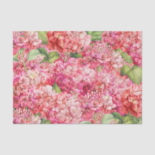 Elegant Coral Hydrangea Floral Botanical Pattern Tissue Paper