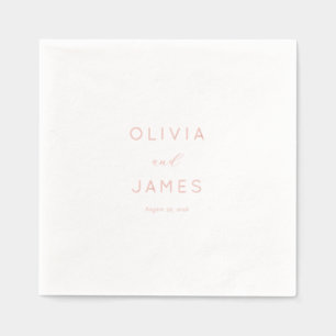 Elegant Coral Minimalist Calligraphy Foil Napkins