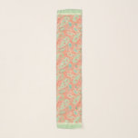Elegant Coral & Mint Green Floral Paisley Scarf<br><div class="desc">This trendy colour combination will freshen up your outfit instantly.</div>