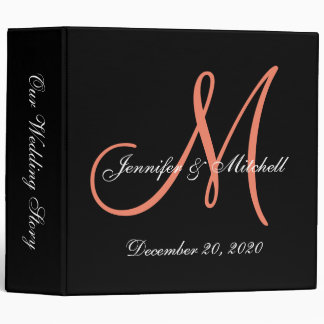 Elegant Coral Monogram Wedding Binder