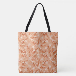 Elegant Coral Palm Leaf Large Shoulder Tote Bag