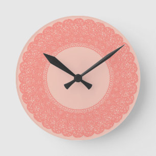 Elegant coral & peach custom design round clock