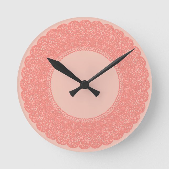 Elegant coral & peach custom design round clock (Front)