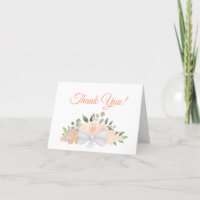 Elegant Coral Peach Watercolor Roses Wedding Photo