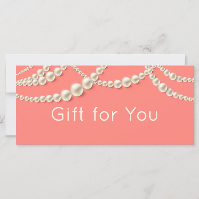 Elegant Coral & Pearl Gift Certificate (Front)