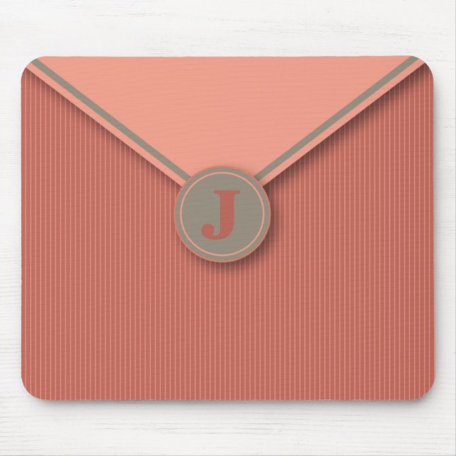 Elegant Coral Personalised Monogrammed Mousepad (Front)