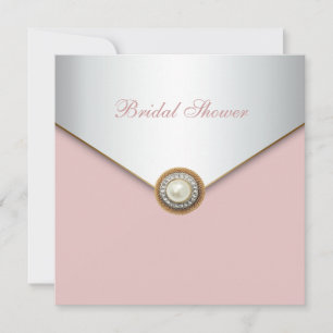 Elegant Coral Pink Bridal Shower Invitation