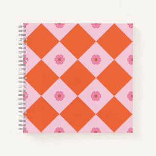 Elegant Coral & Pink Floral Geometric Notebook