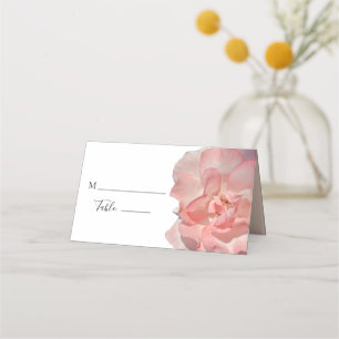 Elegant Coral Pink Floral Rose Wedding Table Place Place Card