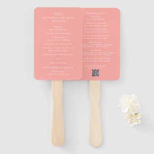 Elegant Coral Pink Modern Wedding Program Hand Fan