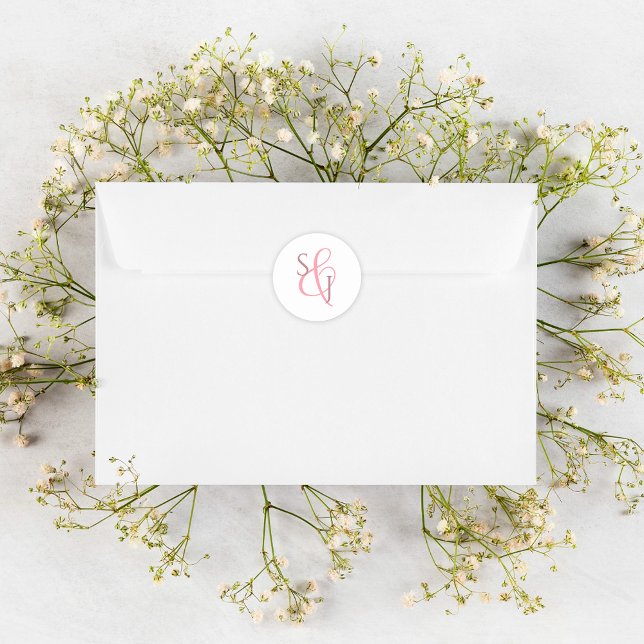 Elegant Coral Pink Monogram Wedding Envelope Seal (Creator Uploaded)