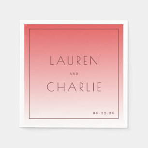 Elegant Coral Pink Names Napkin