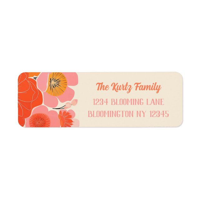 Elegant Coral Pink Poppy Flower Unique Address (Front)
