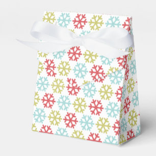 Elegant Coral Pink Red Mint Blue Green Snowflakes Favor Box