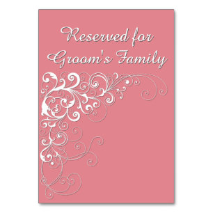 Elegant Coral Pink Reserved Wedding Table Card