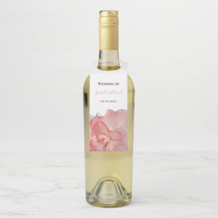 Elegant Coral Pink Rose Floral Guest Table Bottle Tag