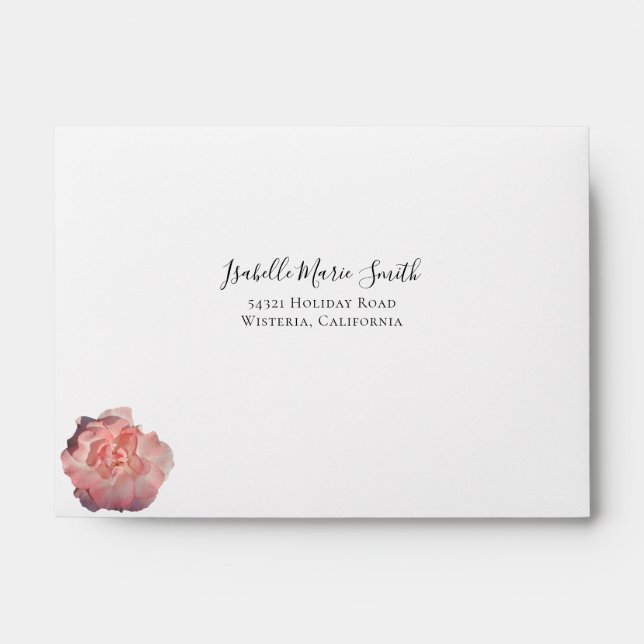 Elegant Coral Pink Rose Floral RSVP Envelope (Front)