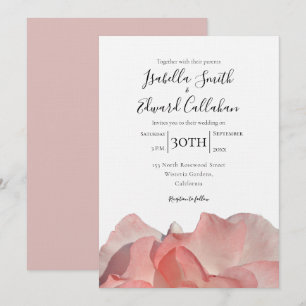 Elegant Coral Pink Rose Floral Wedding Invitation