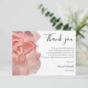 Elegant Coral Pink Rose Floral Wedding  Thank You Card