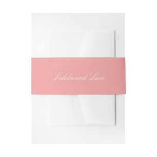Elegant Coral Pink Traditional Wedding Invitation Belly Band