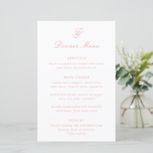Elegant Coral Pink Traditional Wedding Menu
