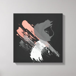 elegant coral pink white and grey brushstrokes canvas print