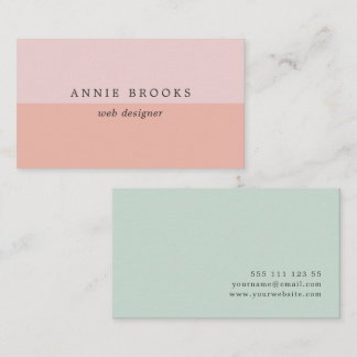 Elegant Coral Rose Sage Minimalist Personal Busine Business Card