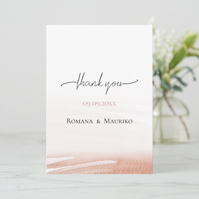 Elegant Coral Terracotta Wedding Thank You Card (Standing Front)