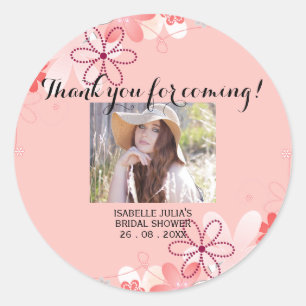 Elegant Coral THANK YOU FOR COMING! Bridal Shower Classic Round Sticker