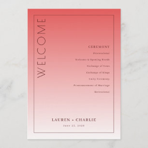 Elegant Coral Wedding Ceremony Program