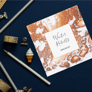 Elegant coral white frame marble professional square business card