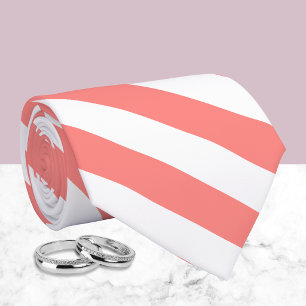 Elegant Coral White Striped Pattern Tie