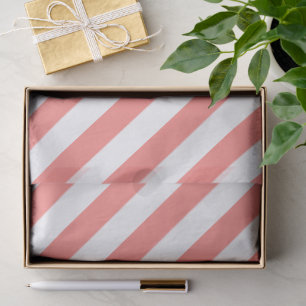 Elegant Coral White Striped Pattern Tissue Paper