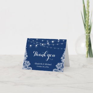 Élégant cordon lumineux dentelle marine Merci bleu