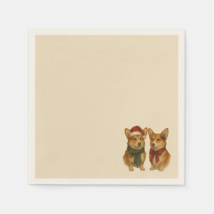 Elegant Corgi Couple Christmas Festive Holiday Napkin