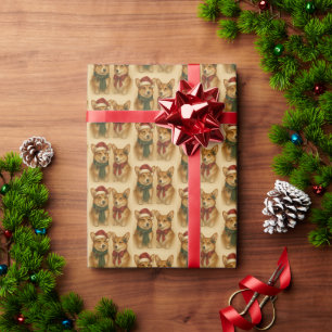 Elegant Corgi Couple Christmas Festive Holiday Wrapping Paper
