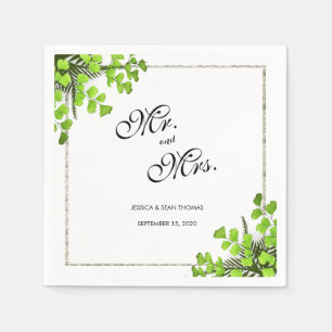 Elegant Corner Fern Decoration Wedding Napkin