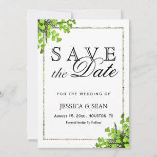 Elegant Corner Fern Decoration Wedding Save The Date