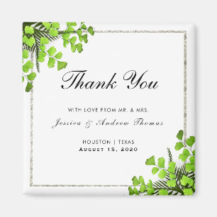 Elegant Corner Fern Decoration Wedding Thank You Magnet