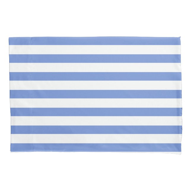Elegant Cornflower Blue Stripes Pillowcase (Front-Left)