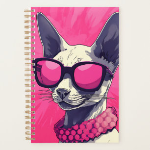 Elegant Cornish Rex Cat Pink Planner
