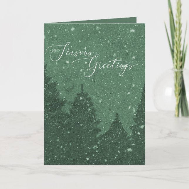 Elegant Corporate Business Holiday Light Green Card (Front)