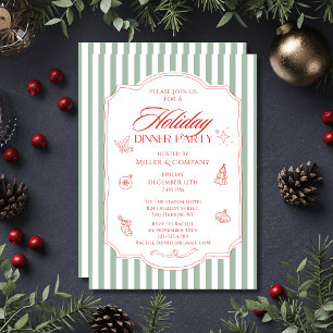 Elegant Corporate Christmas Holiday Dinner Party Invitation