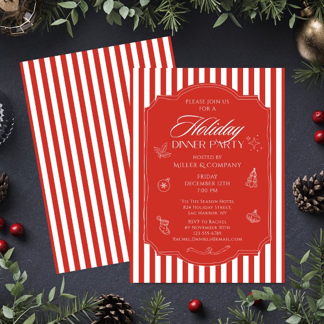 Elegant Corporate Christmas Holiday Dinner Party Invitation (Creator Uploaded)