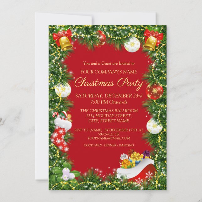Elegant Corporate Christmas Party Invitation (Front)