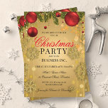 ELEGANT Corporate Gold Winter Glam Christmas Party Invitation<br><div class="desc">Elegant Corporate Christmas Party / Holiday Party / Winter Party Invitation template with festive baubles & glitter snowflakes design in Gold. Great to use for Corporate dinner parties, Winter balls and galas, black tie / events and office parties.</div>